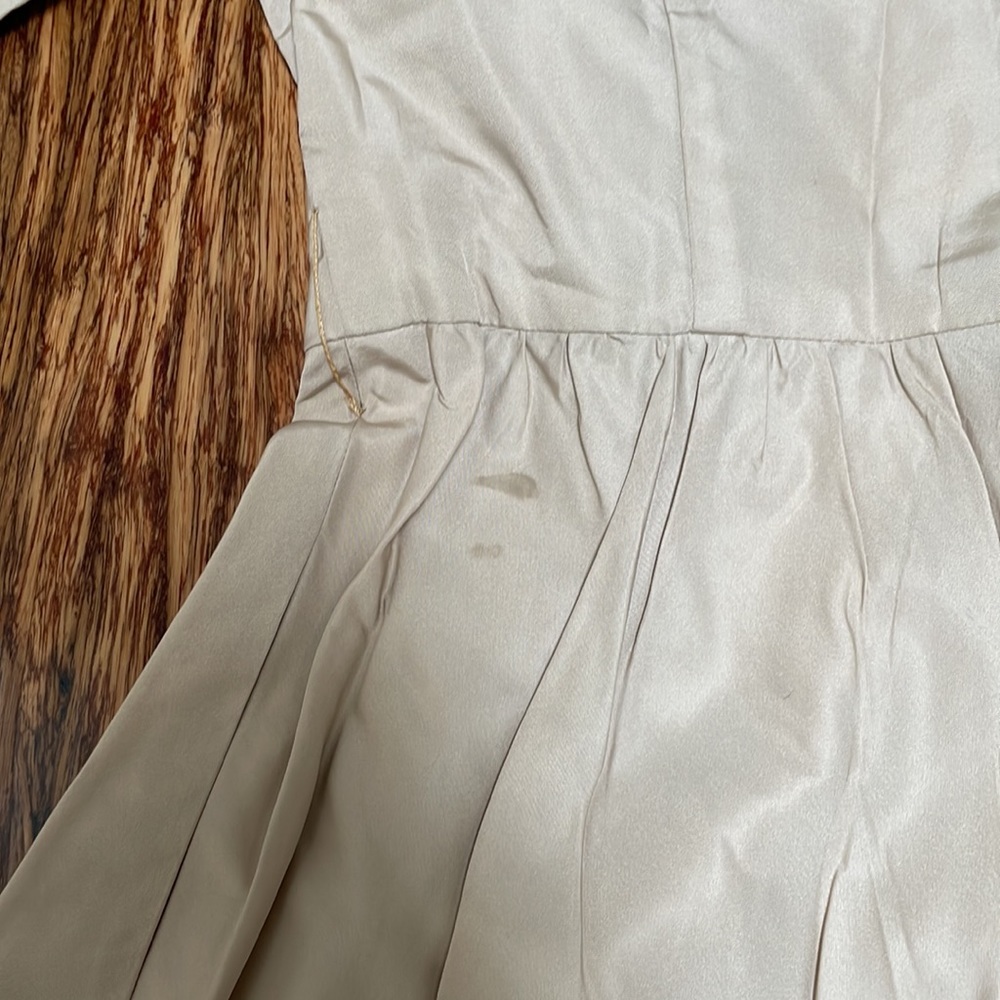 Vintage Mr. Frank New York tan ruffle trim jacket style wrap dress size 12 - Picture 14 of 16